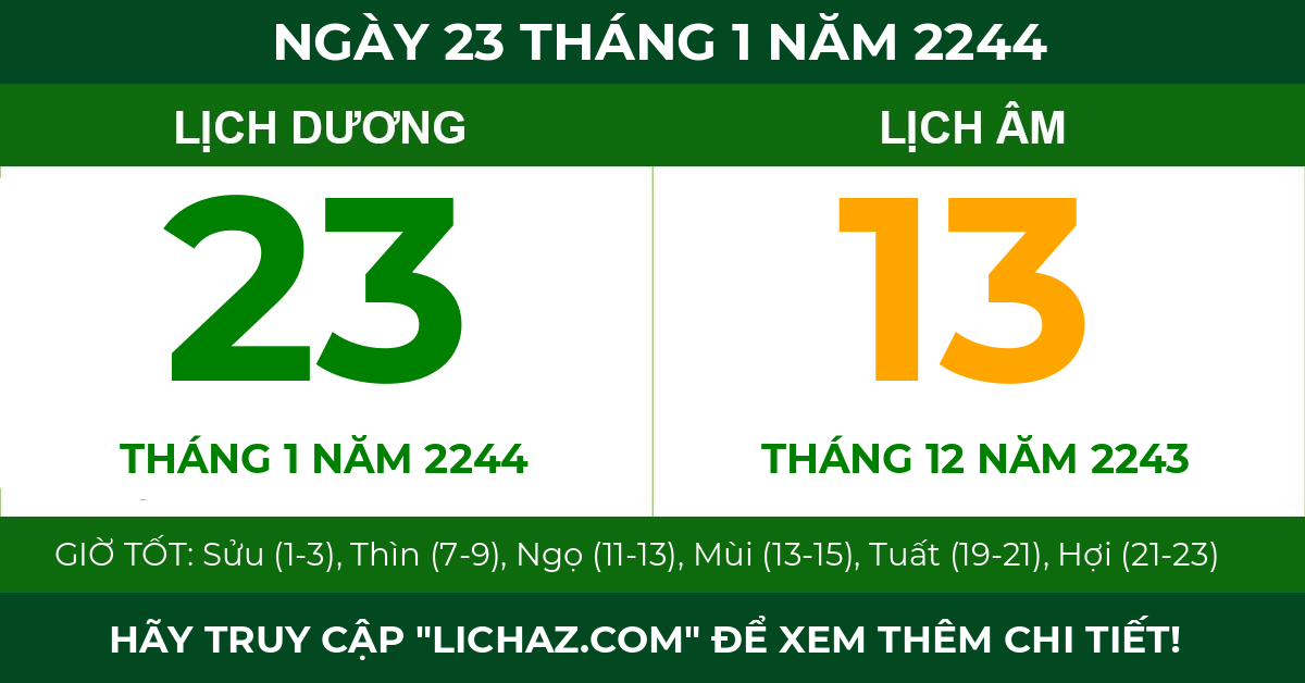 lịch âm ngày 23 tháng 1 năm 2244