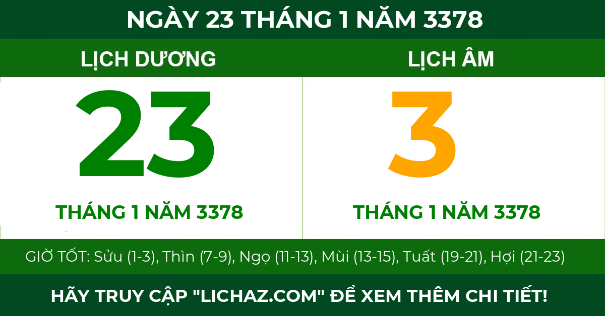 lịch âm ngày 23 tháng 1 năm 3378