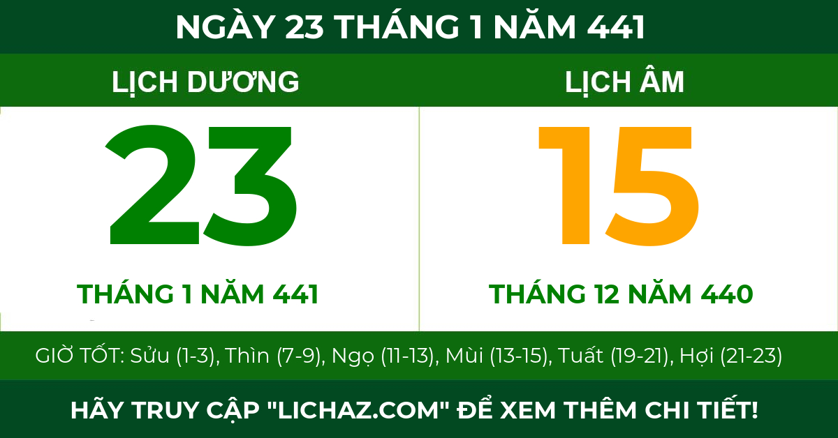 lịch âm ngày 23 tháng 1 năm 441