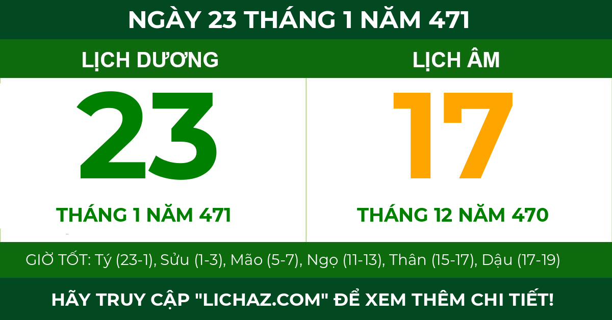 lịch âm ngày 23 tháng 1 năm 471
