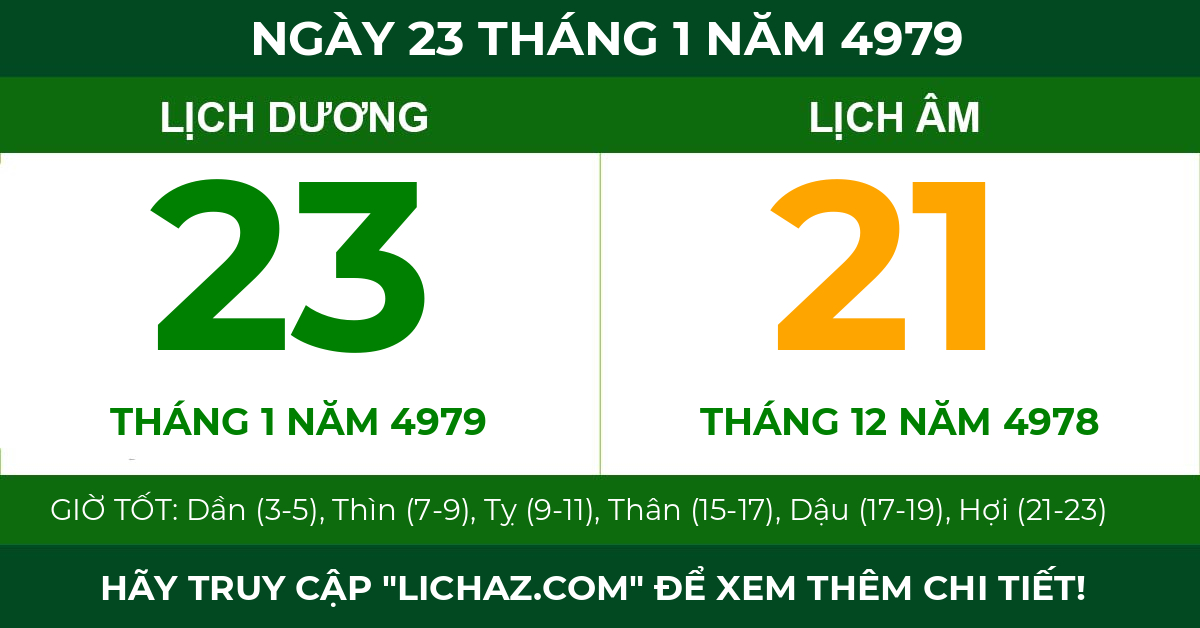 lịch âm ngày 23 tháng 1 năm 4979