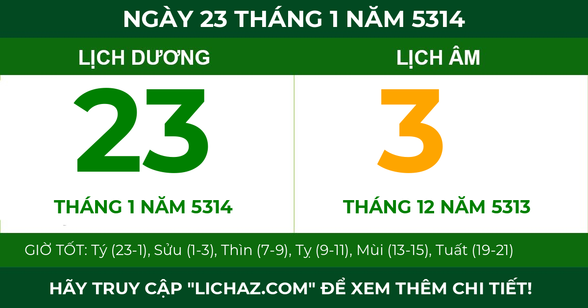 lịch âm ngày 23 tháng 1 năm 5314