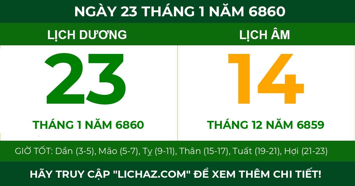 lịch âm ngày 23 tháng 1 năm 6860