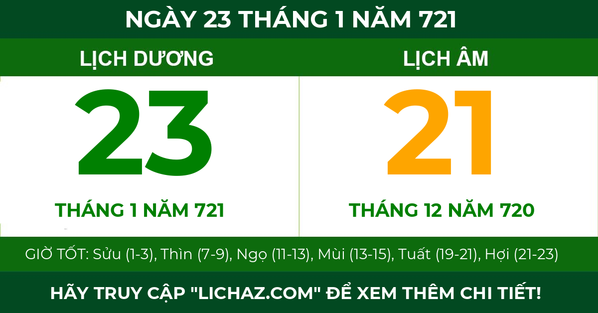lịch âm ngày 23 tháng 1 năm 721