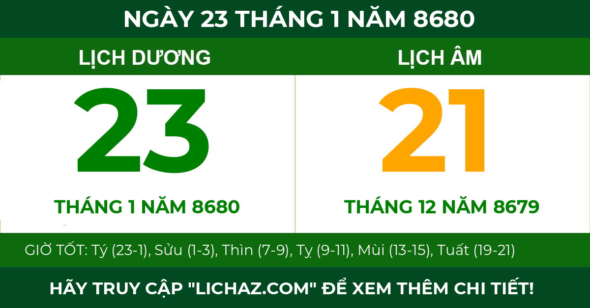 lịch âm ngày 23 tháng 1 năm 8680