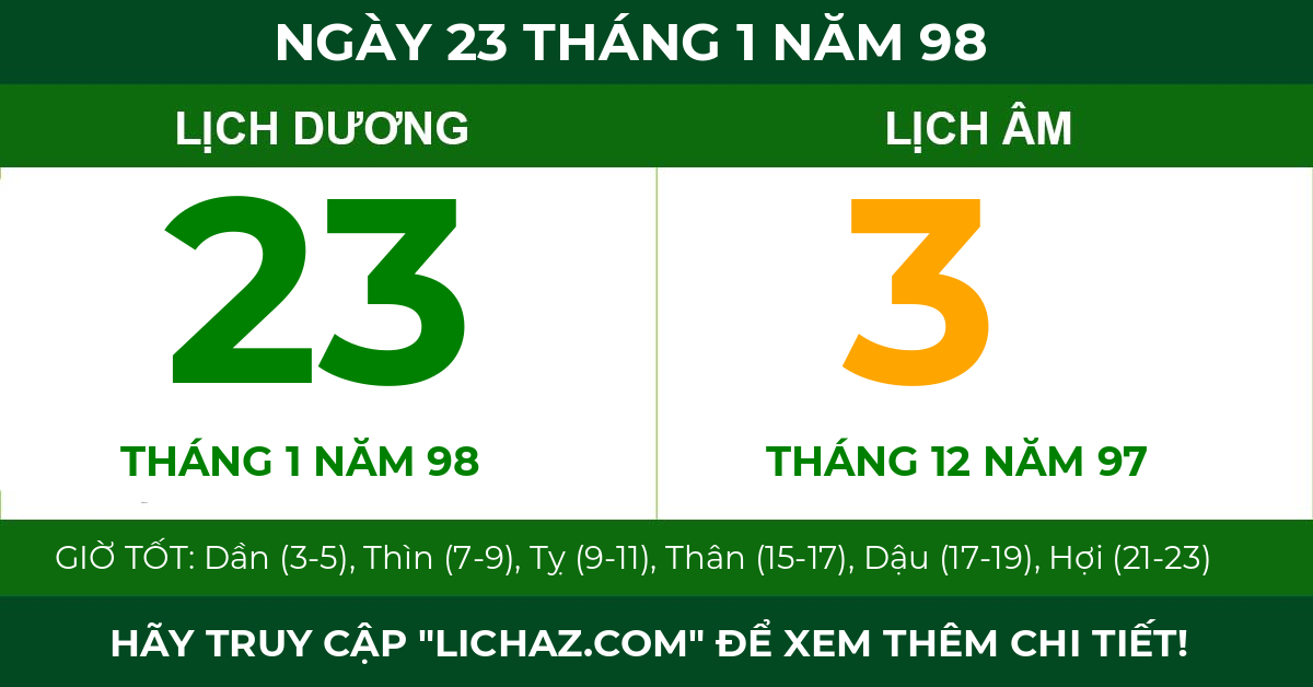 lịch âm ngày 23 tháng 1 năm 98