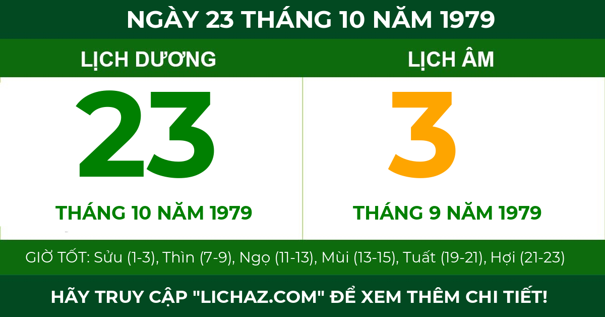 lịch âm ngày 23 tháng 10 năm 1979