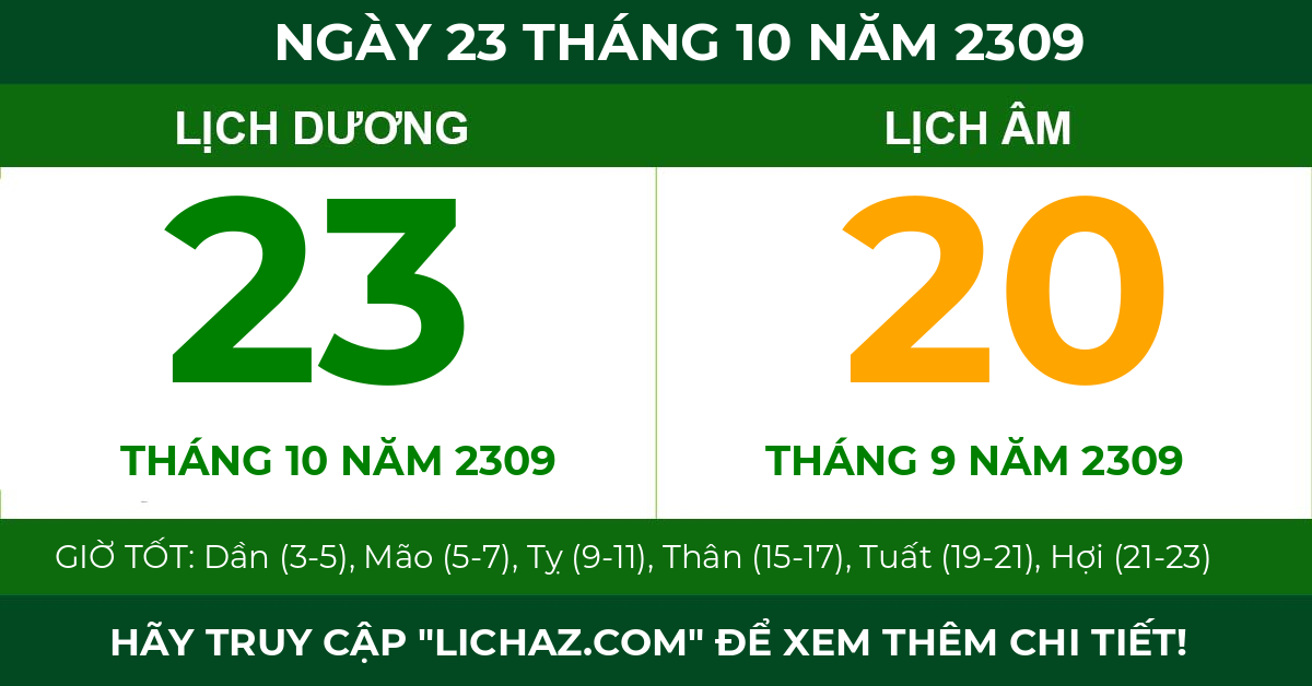 lịch âm ngày 23 tháng 10 năm 2309