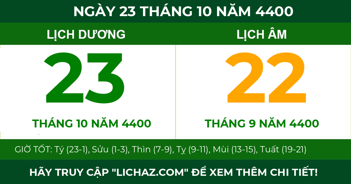 lịch âm ngày 23 tháng 10 năm 4400