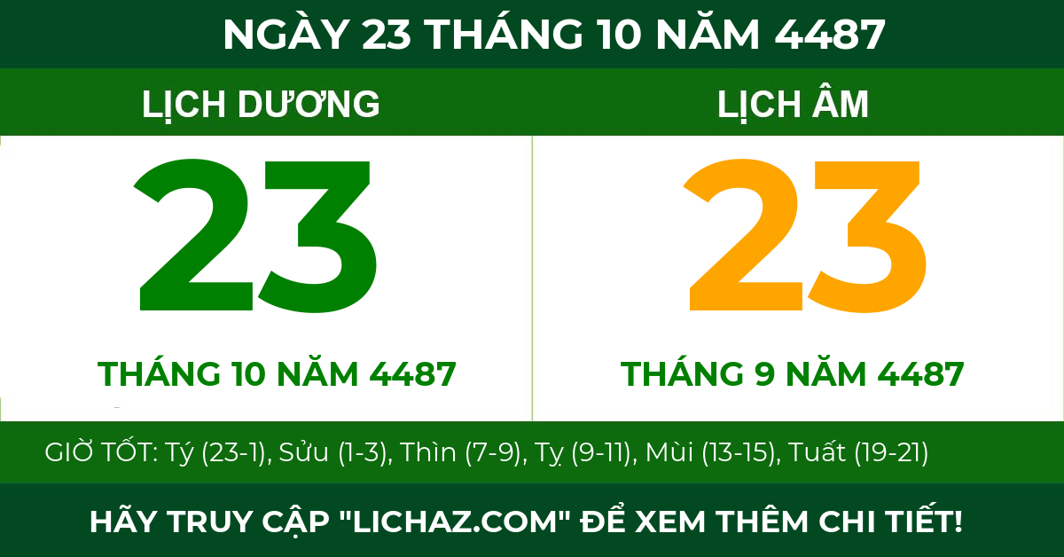 lịch âm ngày 23 tháng 10 năm 4487