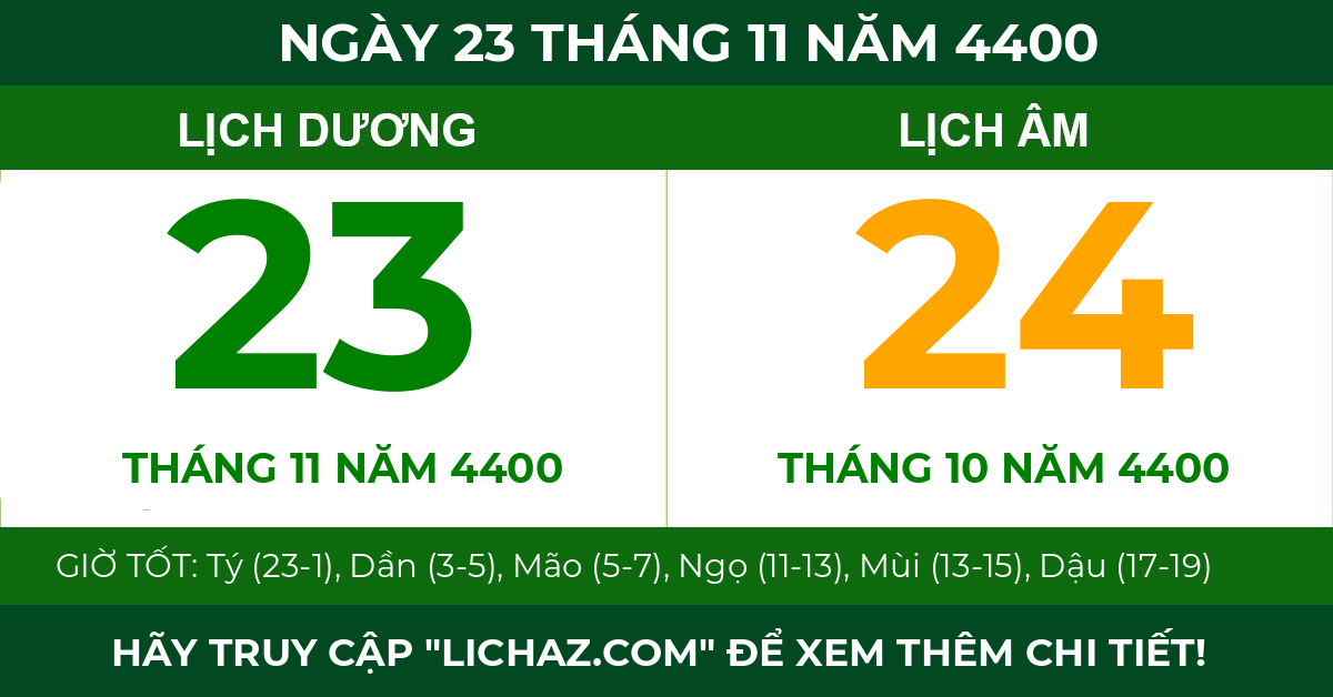 lịch âm ngày 23 tháng 11 năm 4400