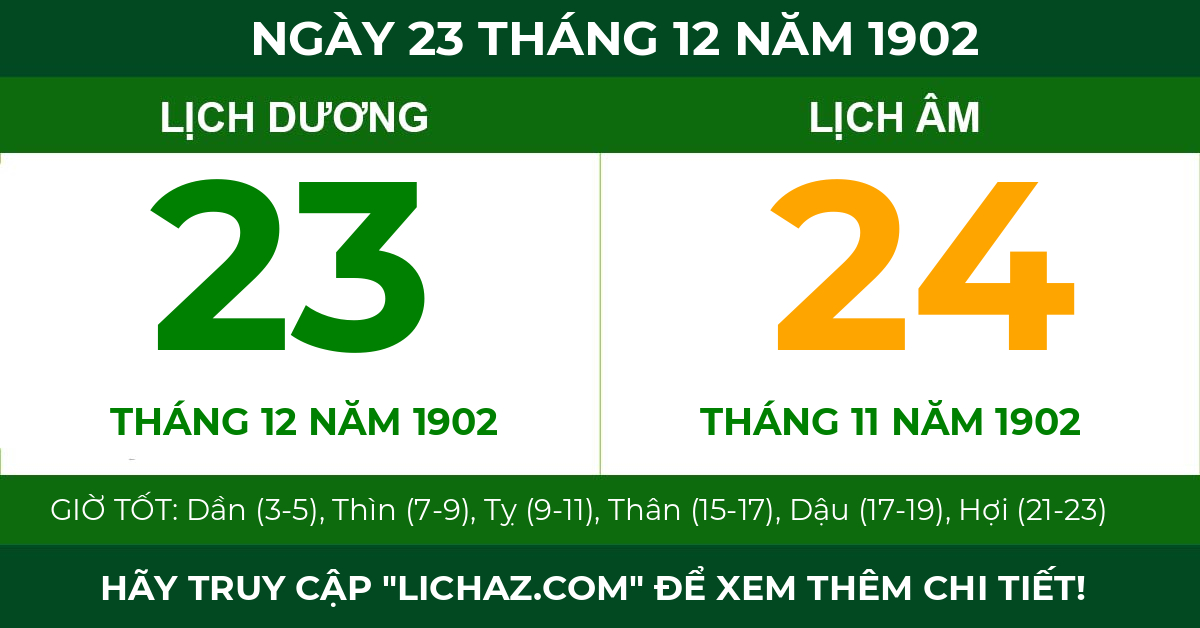 lịch âm ngày 23 tháng 12 năm 1902