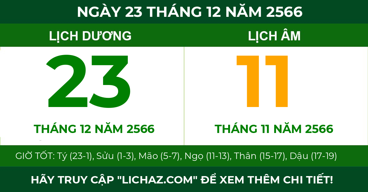 lịch âm ngày 23 tháng 12 năm 2566