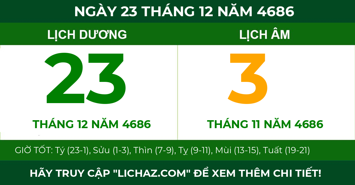 lịch âm ngày 23 tháng 12 năm 4686