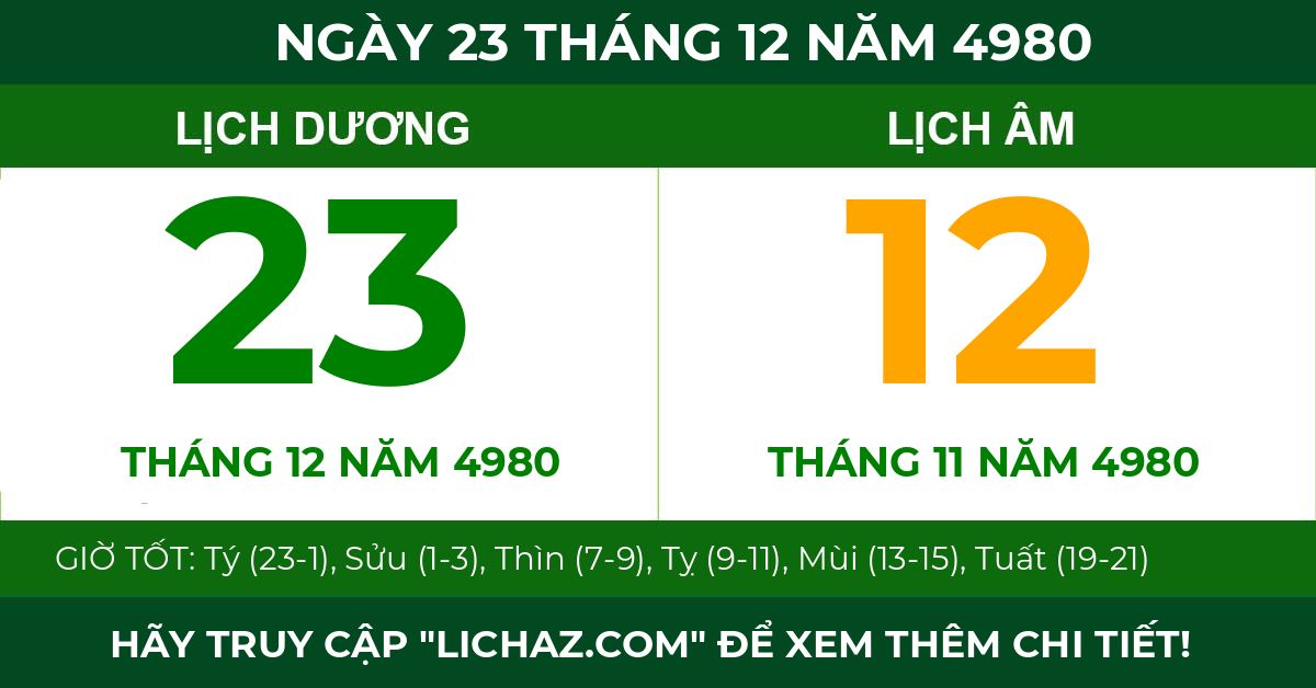 lịch âm ngày 23 tháng 12 năm 4980
