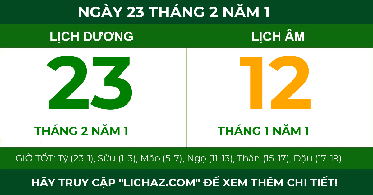 lịch âm ngày 23 tháng 2 năm 1