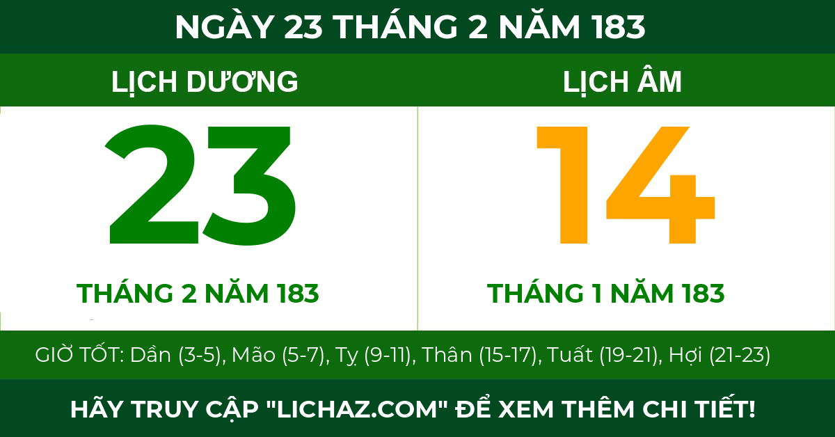 lịch âm ngày 23 tháng 2 năm 183