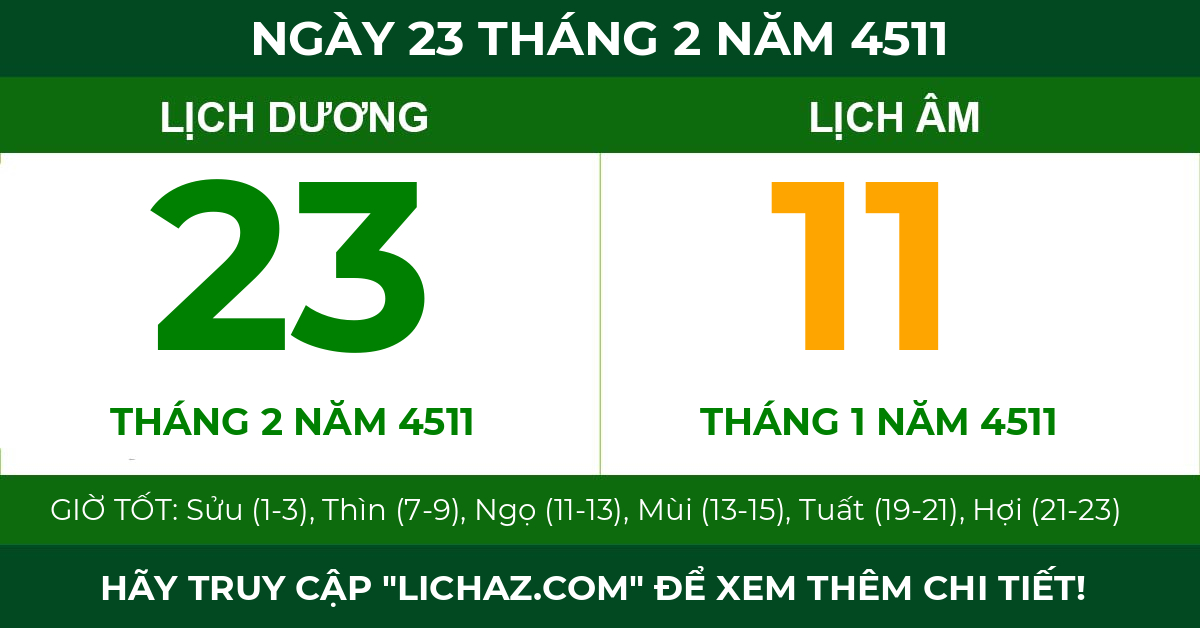 lịch âm ngày 23 tháng 2 năm 4511