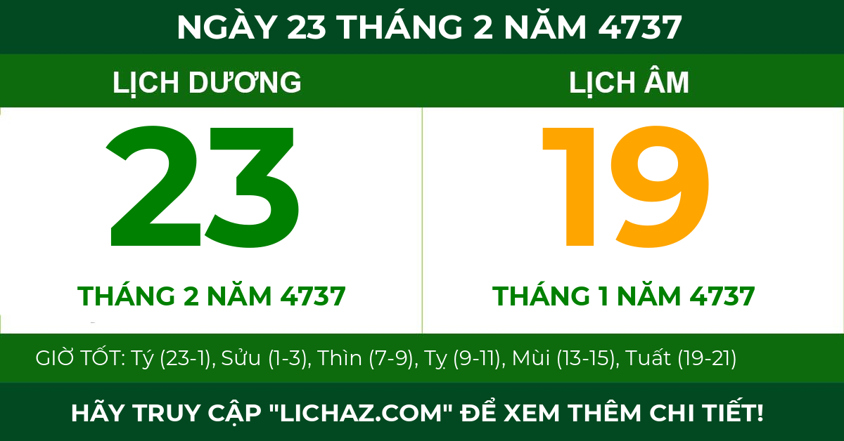 lịch âm ngày 23 tháng 2 năm 4737