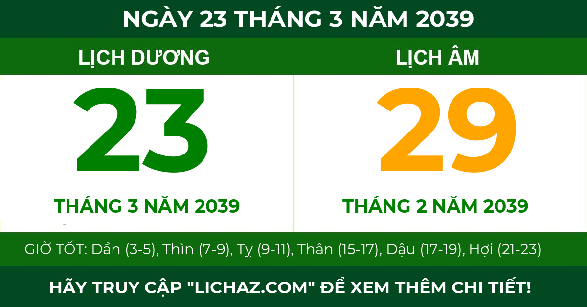 lịch âm ngày 23 tháng 3 năm 2039