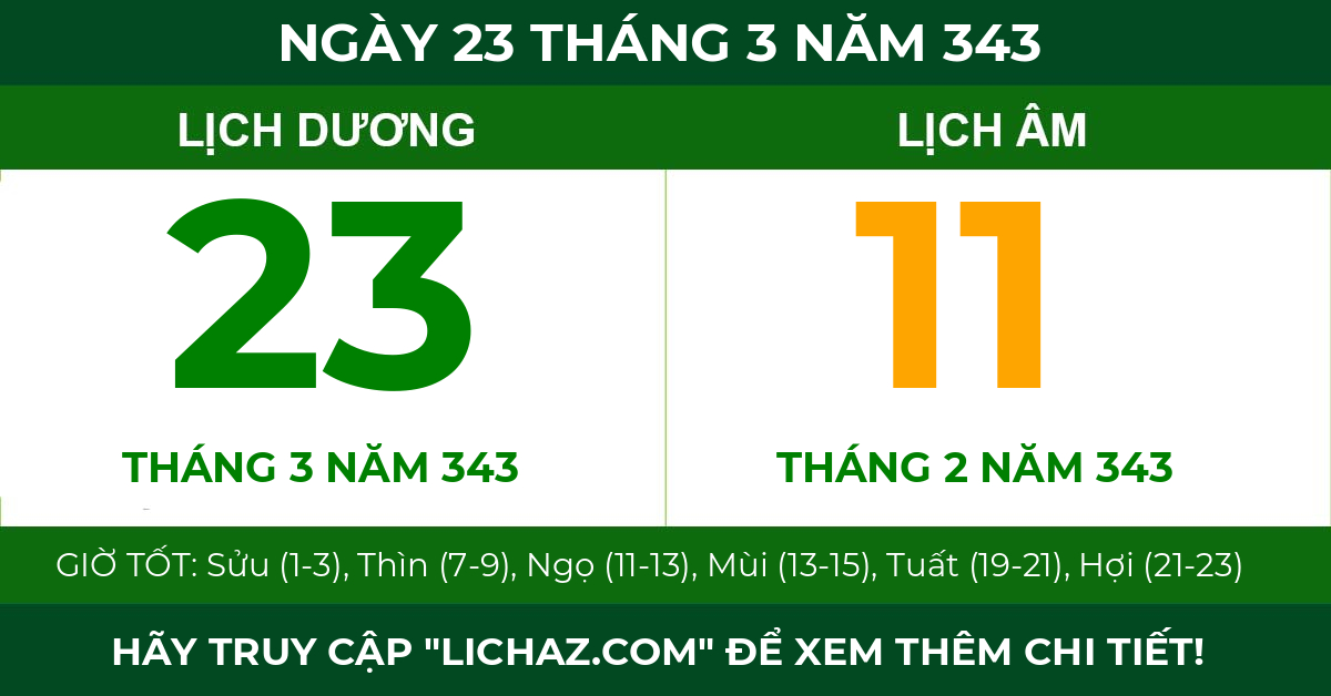 lịch âm ngày 23 tháng 3 năm 343