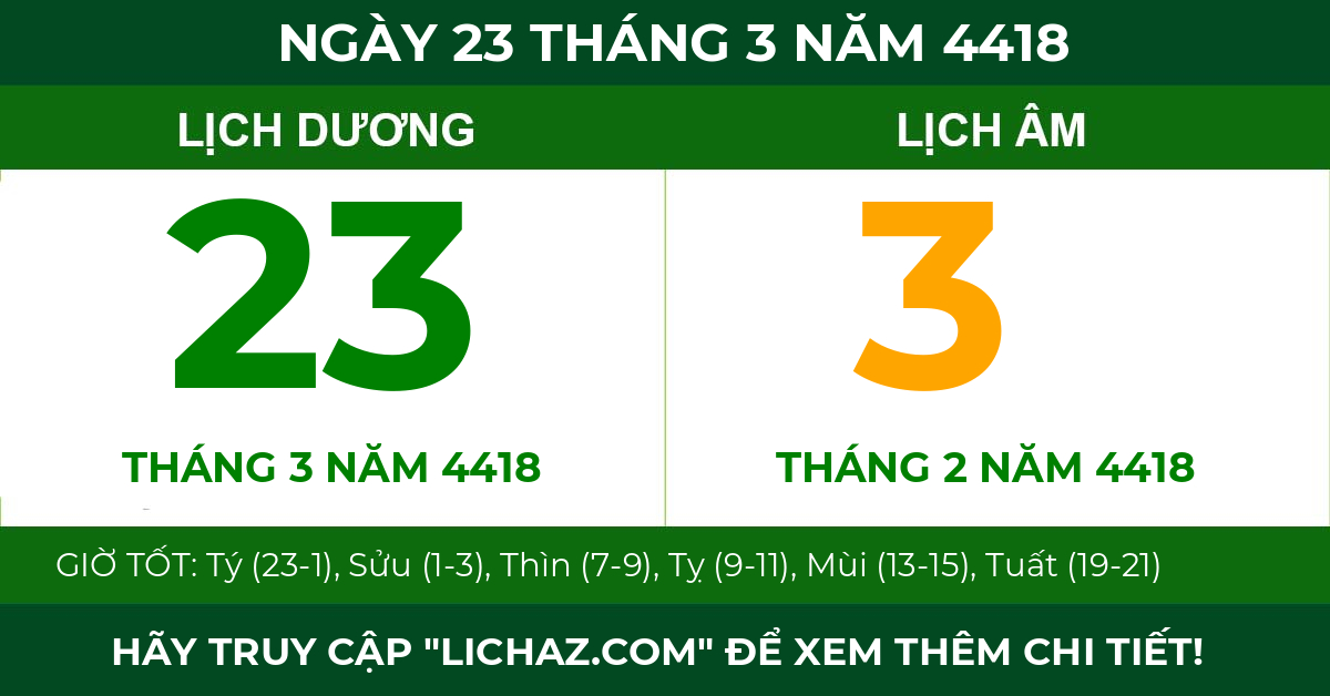 lịch âm ngày 23 tháng 3 năm 4418