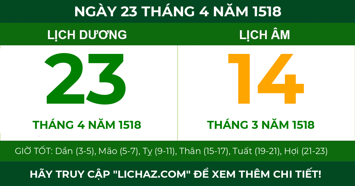 lịch âm ngày 23 tháng 4 năm 1518