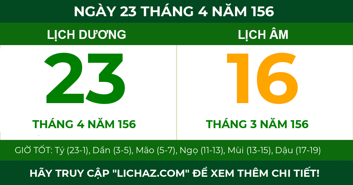 lịch âm ngày 23 tháng 4 năm 156