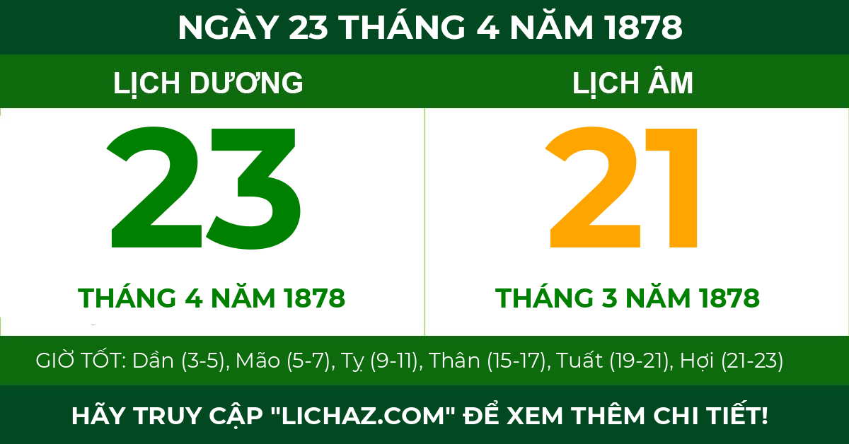 lịch âm ngày 23 tháng 4 năm 1878