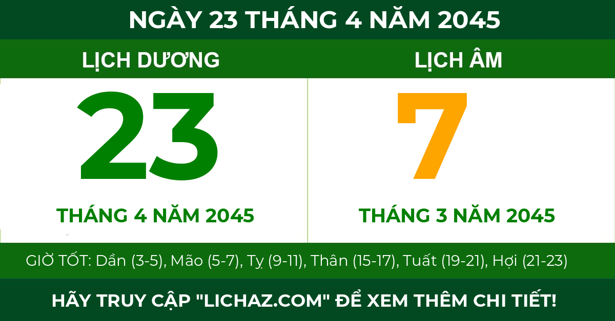 lịch âm ngày 23 tháng 4 năm 2045