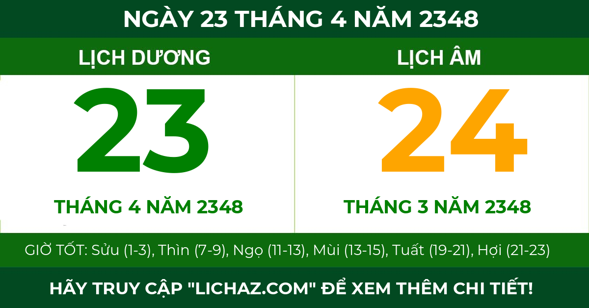 lịch âm ngày 23 tháng 4 năm 2348