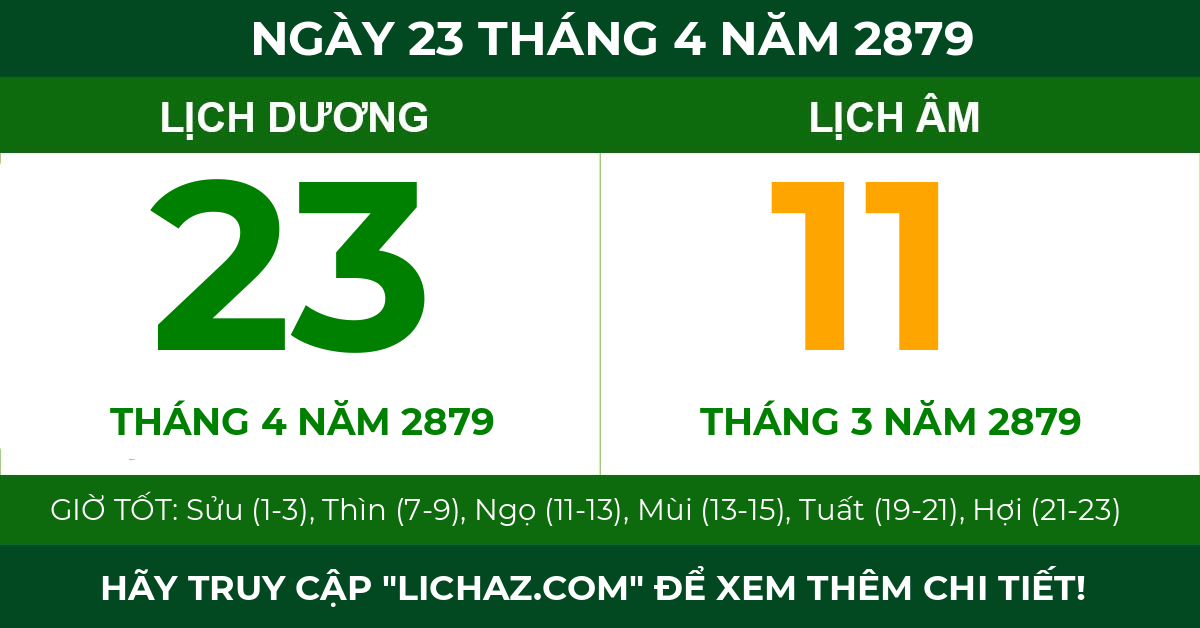 lịch âm ngày 23 tháng 4 năm 2879