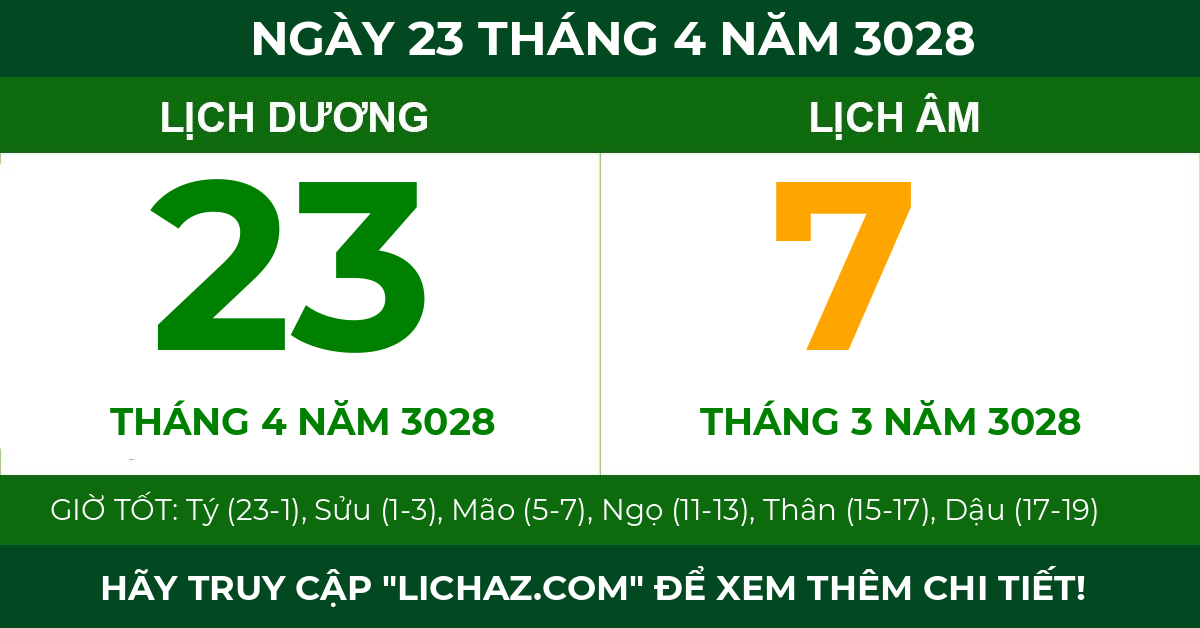 lịch âm ngày 23 tháng 4 năm 3028