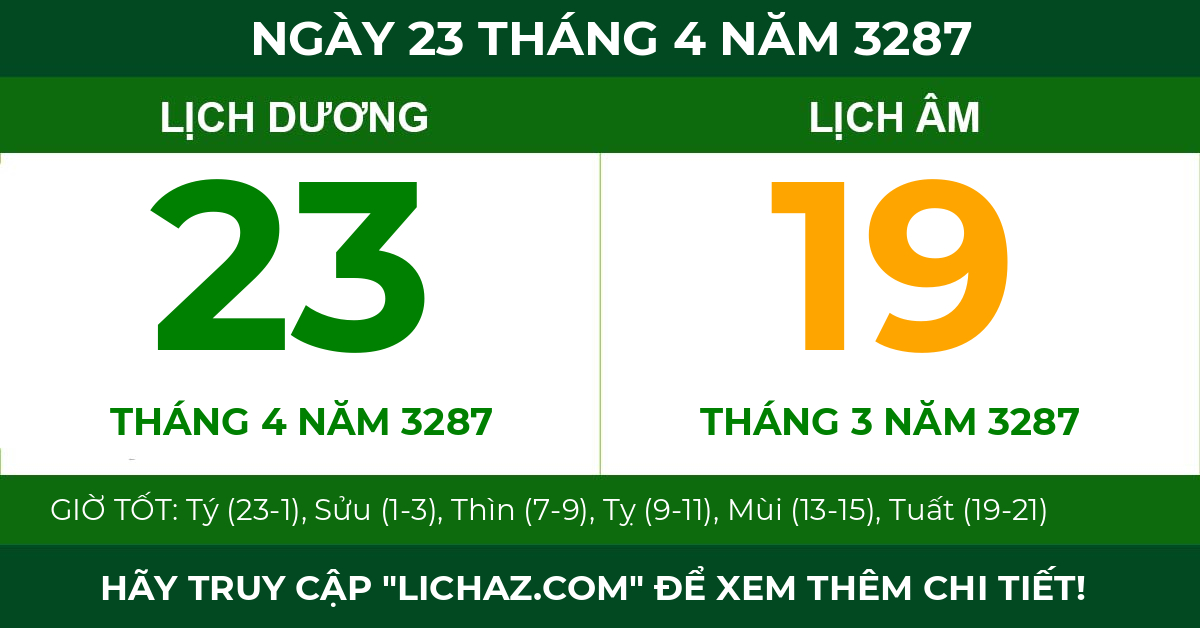 lịch âm ngày 23 tháng 4 năm 3287
