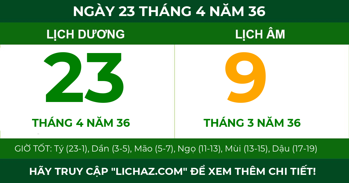 lịch âm ngày 23 tháng 4 năm 36