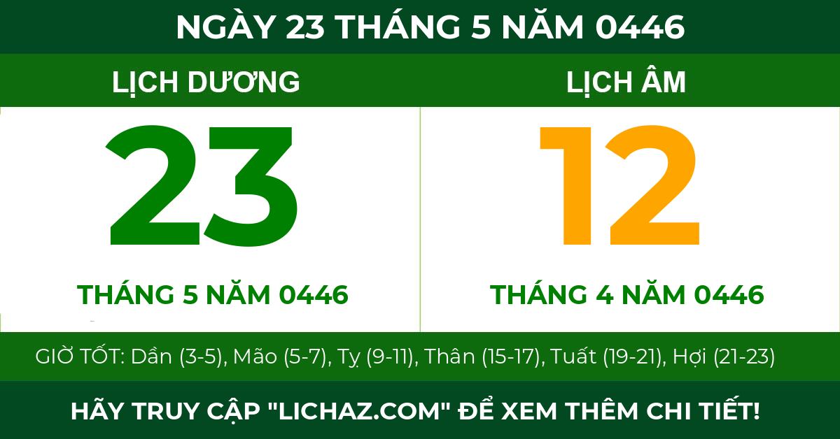 lịch âm ngày 23 tháng 5 năm 0446