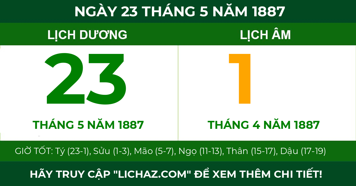 lịch âm ngày 23 tháng 5 năm 1887