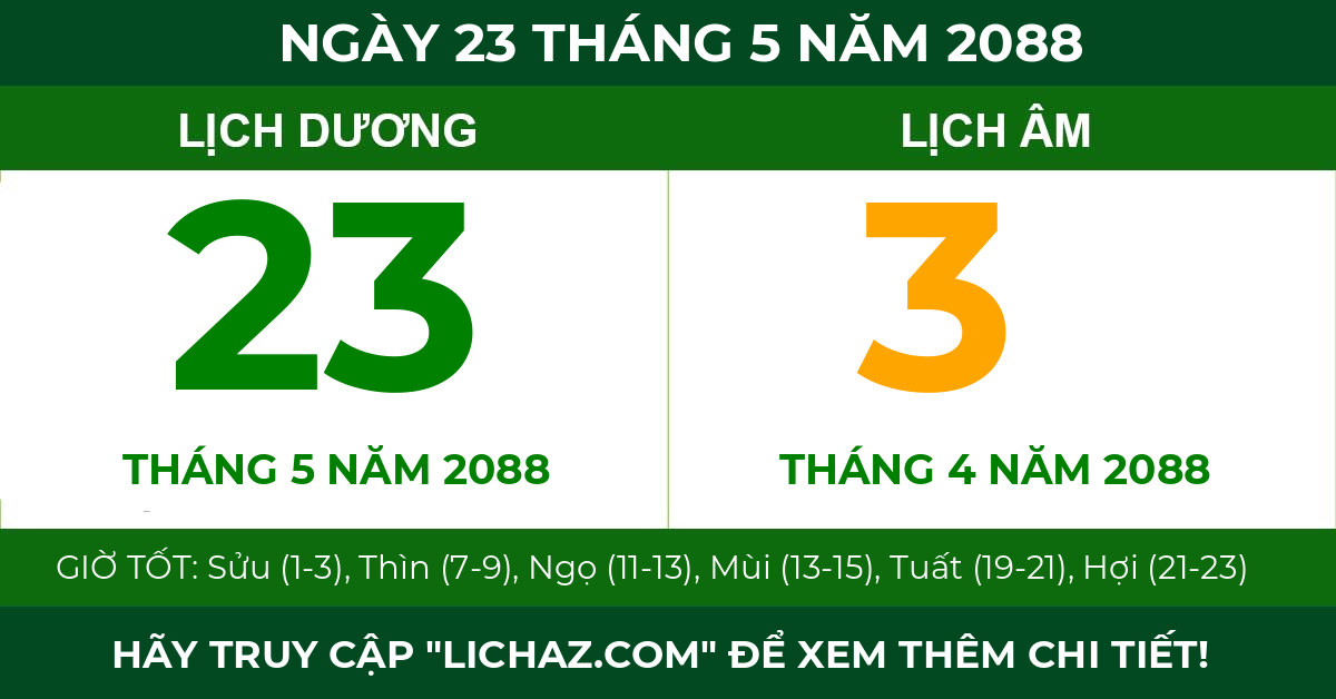 lịch âm ngày 23 tháng 5 năm 2088