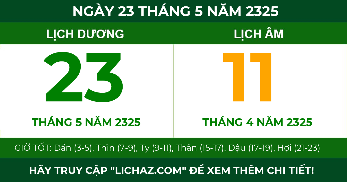 lịch âm ngày 23 tháng 5 năm 2325