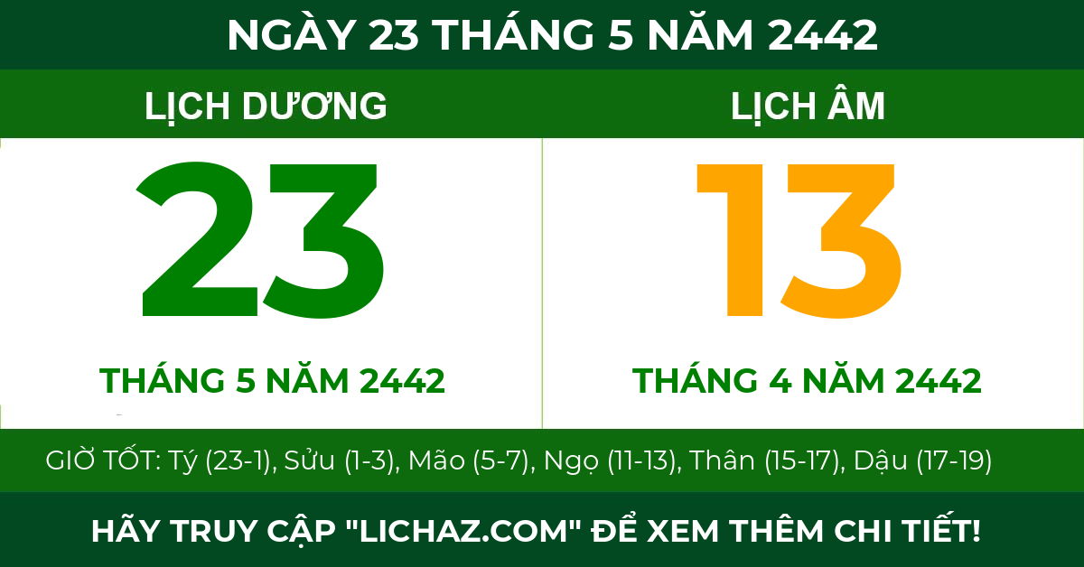 lịch âm ngày 23 tháng 5 năm 2442