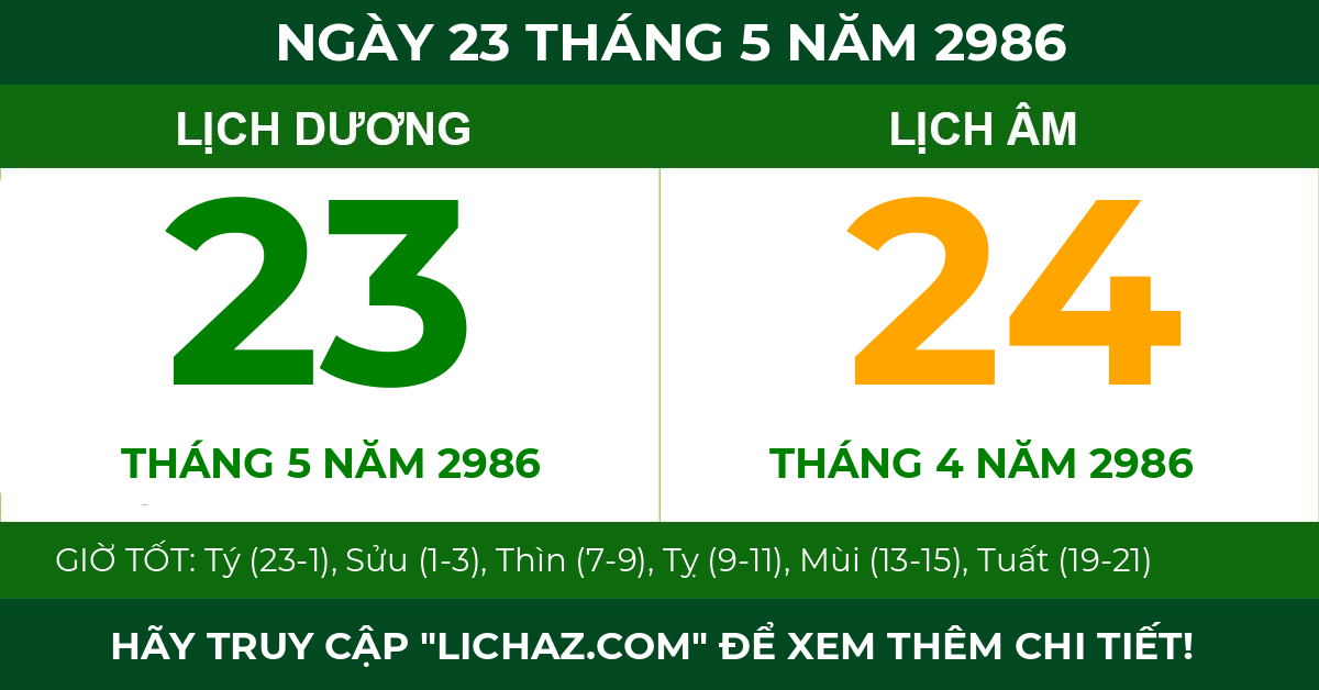 lịch âm ngày 23 tháng 5 năm 2986