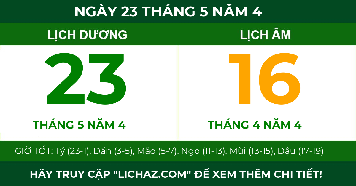 lịch âm ngày 23 tháng 5 năm 4