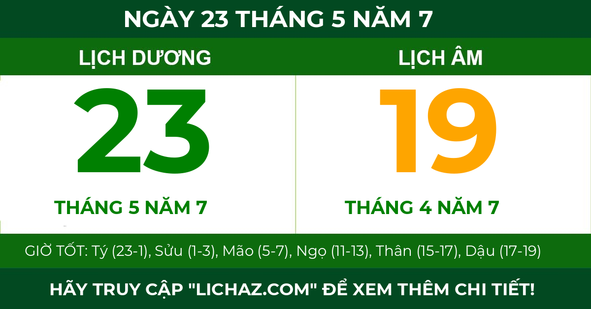 lịch âm ngày 23 tháng 5 năm 7