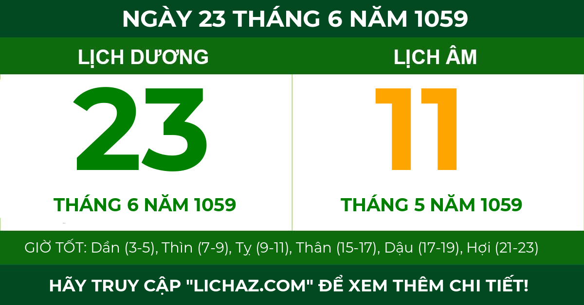 lịch âm ngày 23 tháng 6 năm 1059