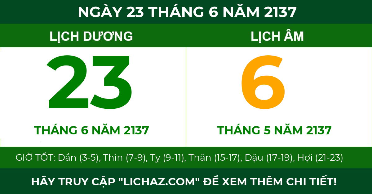 lịch âm ngày 23 tháng 6 năm 2137