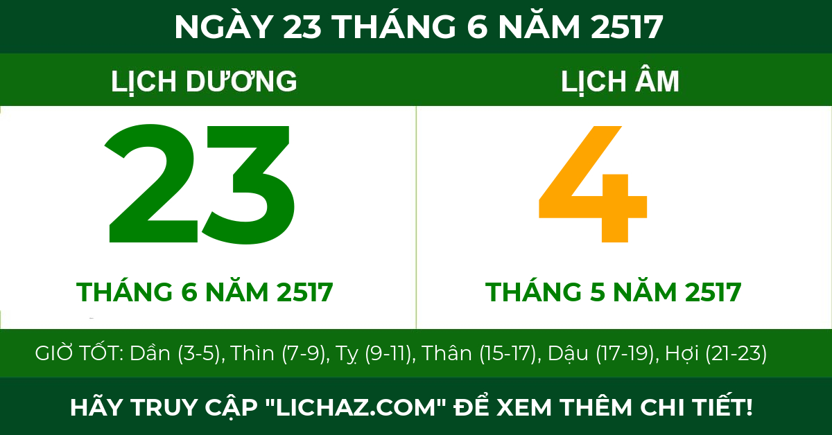lịch âm ngày 23 tháng 6 năm 2517