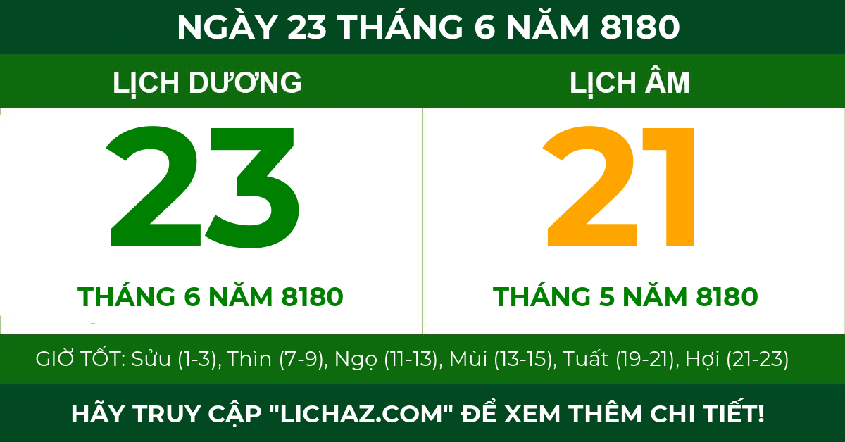 lịch âm ngày 23 tháng 6 năm 8180