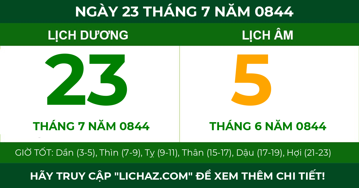 lịch âm ngày 23 tháng 7 năm 0844
