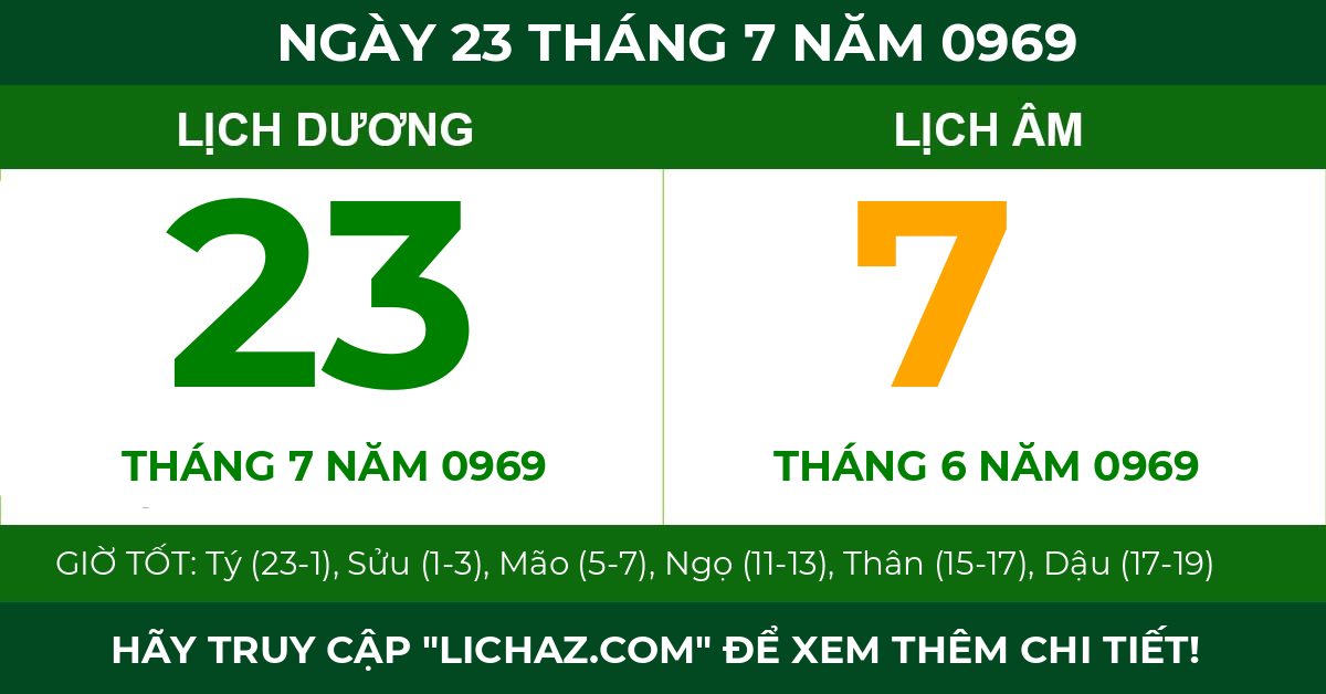 lịch âm ngày 23 tháng 7 năm 0969