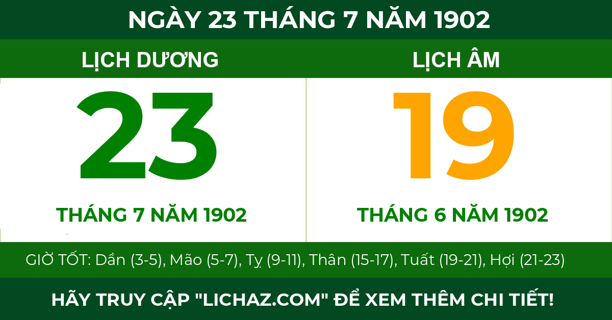lịch âm ngày 23 tháng 7 năm 1902
